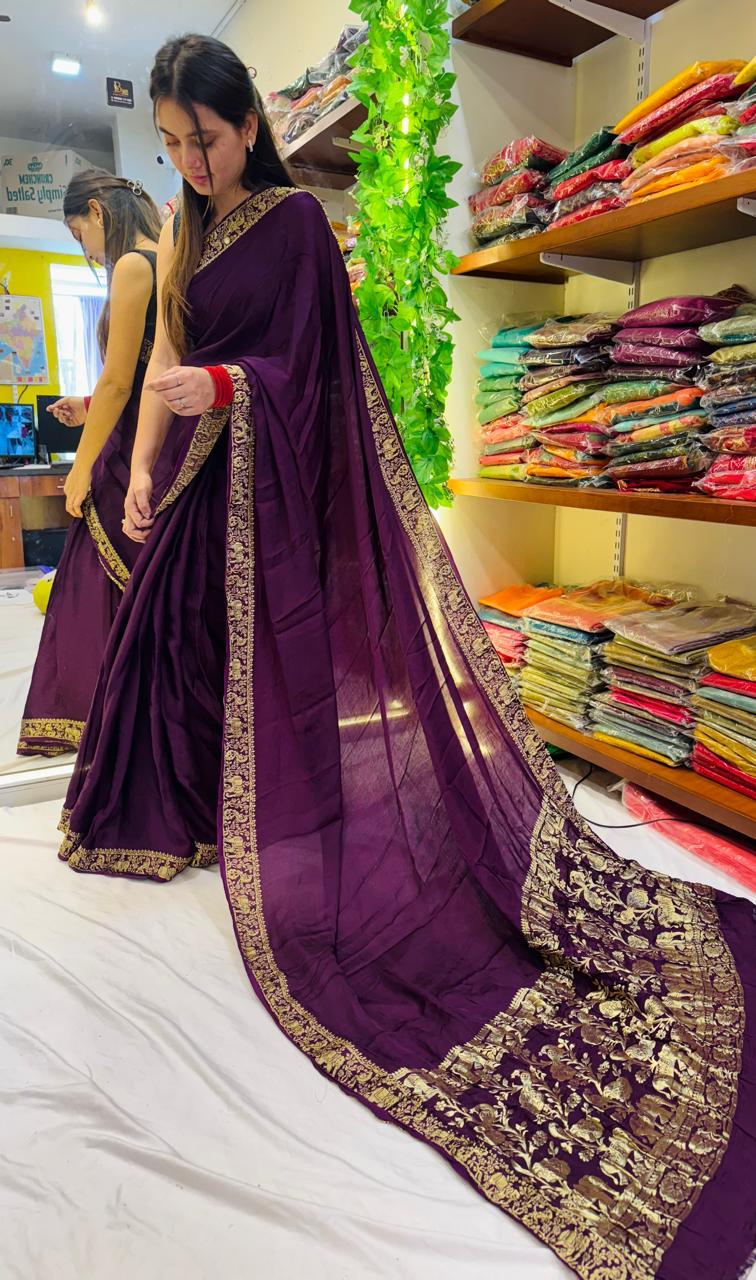 Pure modal silk Nakhsi pallu with Nakshi border