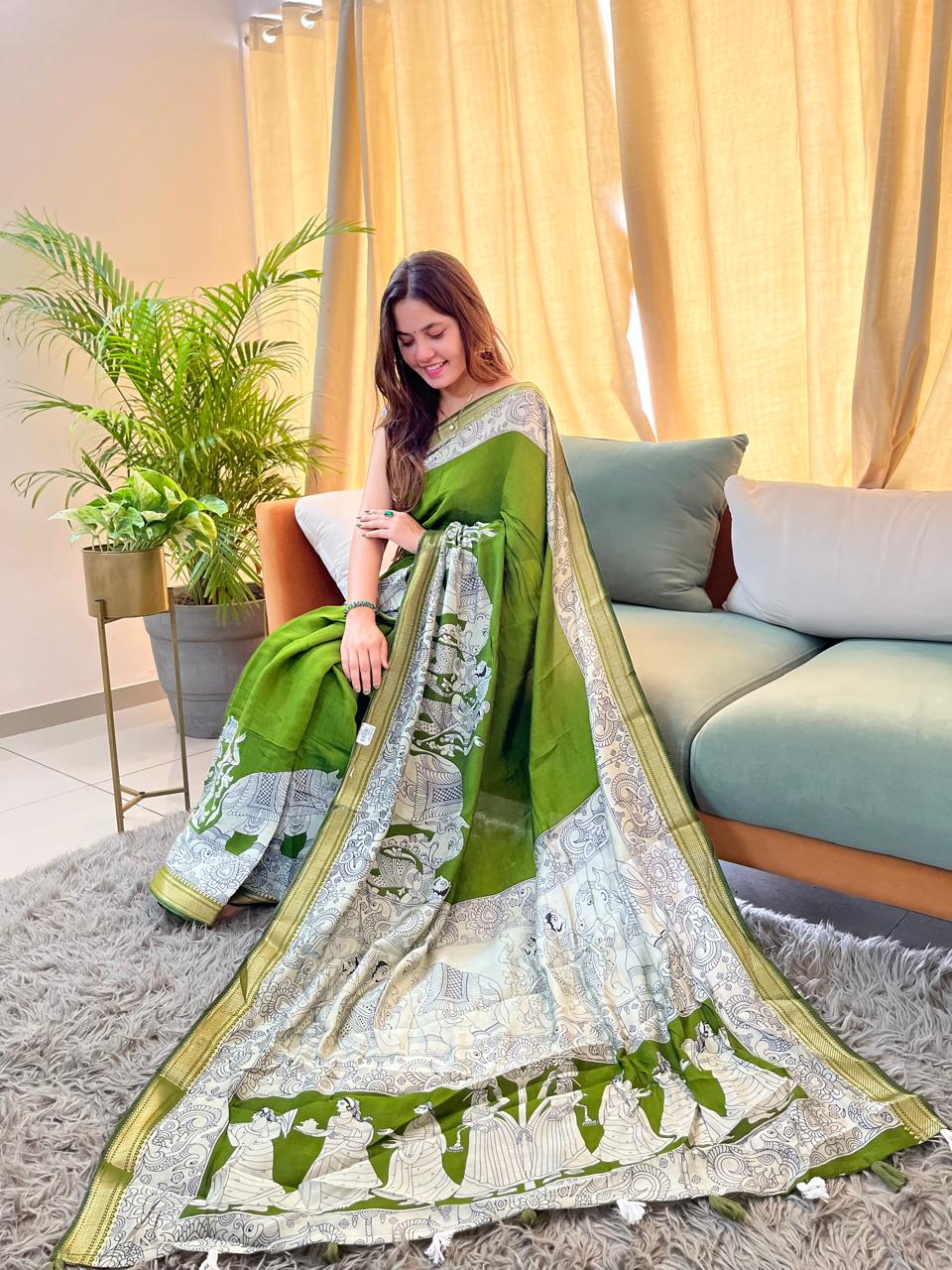 Beautiful kalamkari Print with Blouse