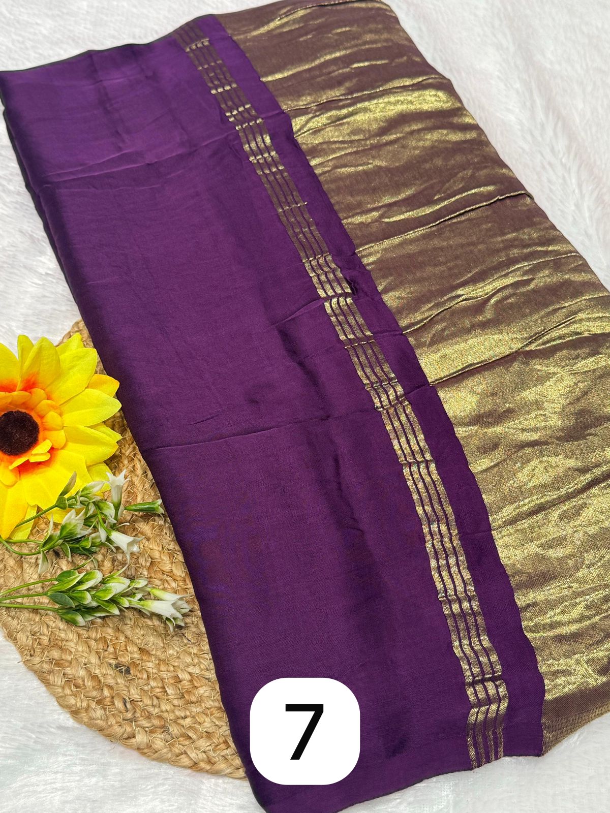 Dark Purple Plain Pure Modal Gajji Silk Saree With Zari Pallu Natural dyeing Saree-9