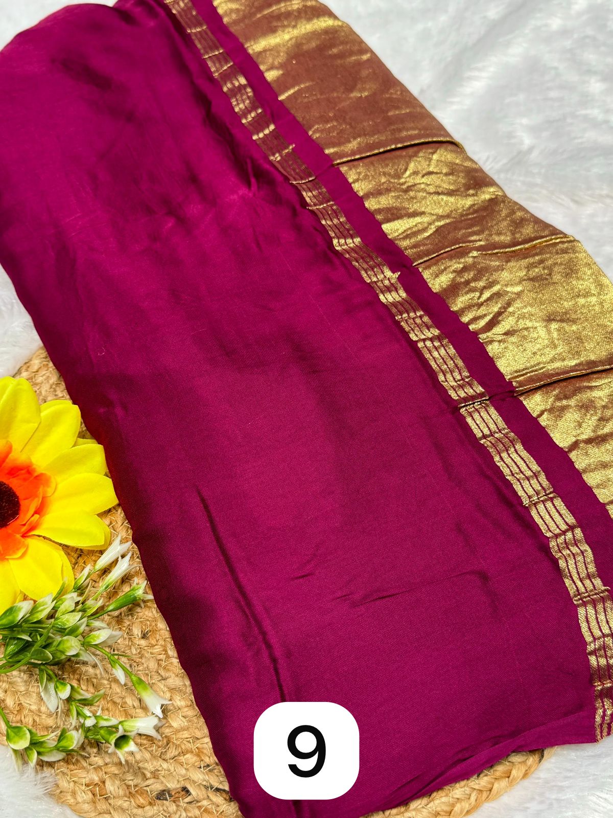 Dark Purple Plain Pure Modal Gajji Silk Saree With Zari Pallu Natural dyeing Saree-9