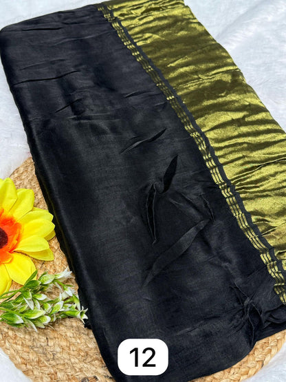Dark Purple Plain Pure Modal Gajji Silk Saree With Zari Pallu Natural dyeing Saree-9