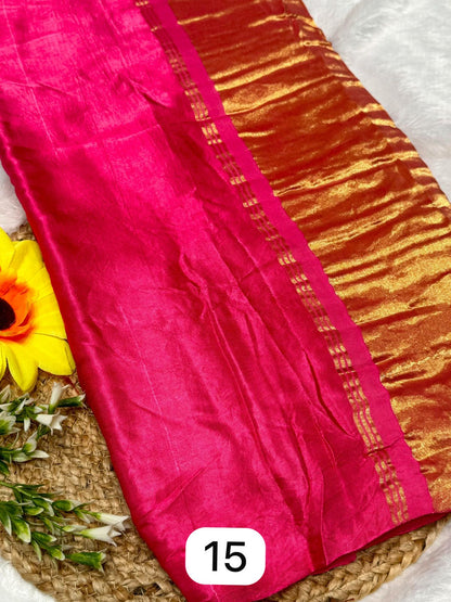 Dark Purple Plain Pure Modal Gajji Silk Saree With Zari Pallu Natural dyeing Saree-9