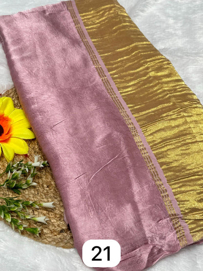 Dark Purple Plain Pure Modal Gajji Silk Saree With Zari Pallu Natural dyeing Saree-9