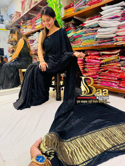 Dark Purple Plain Pure Modal Gajji Silk Saree With Zari Pallu Natural dyeing Saree-9