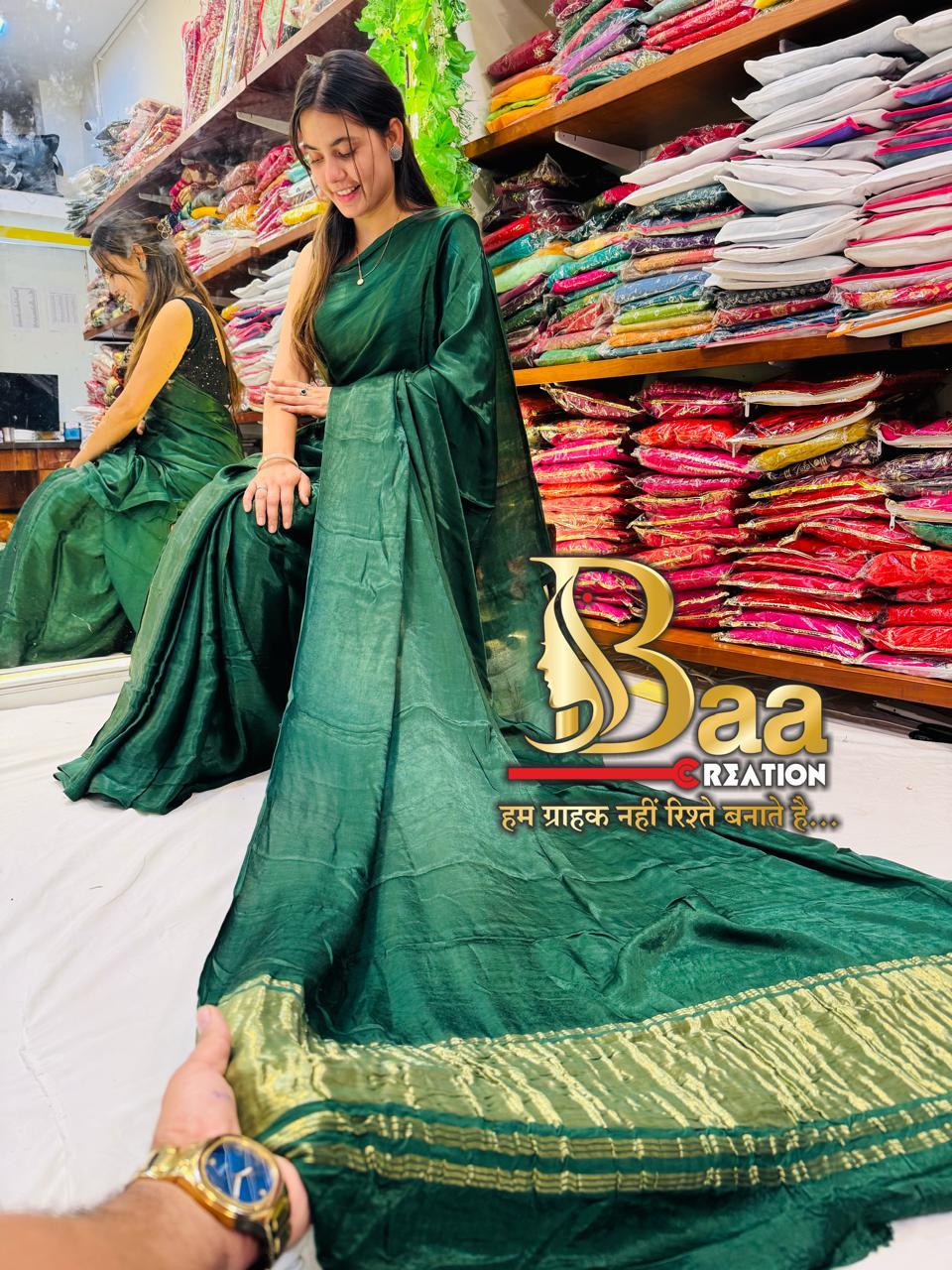 Dark Purple Plain Pure Modal Gajji Silk Saree With Zari Pallu Natural dyeing Saree-9