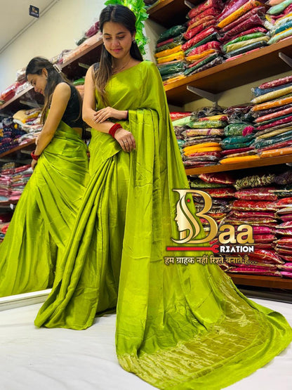 Dark Purple Plain Pure Modal Gajji Silk Saree With Zari Pallu Natural dyeing Saree-9