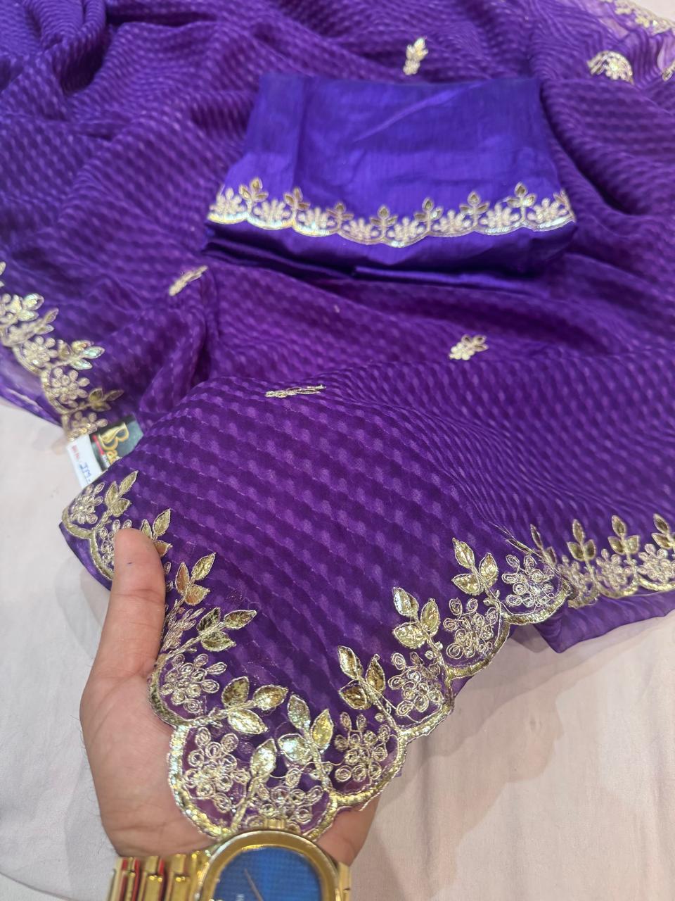 Bandhani Georgette Saree with Gotapatti or Pitta Work