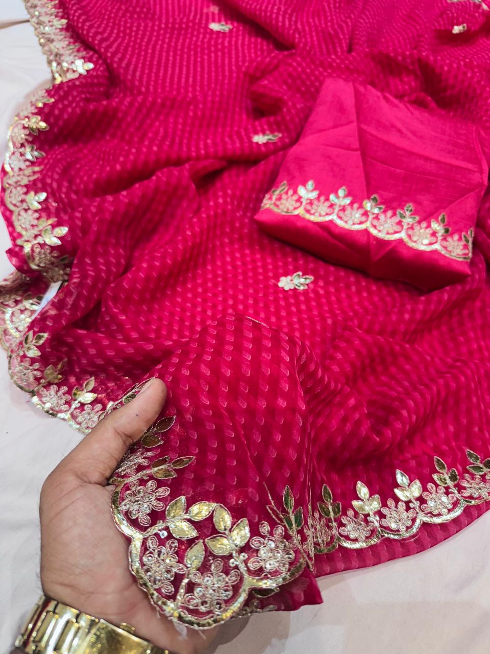 Bandhani Georgette Saree with Gotapatti or Pitta Work