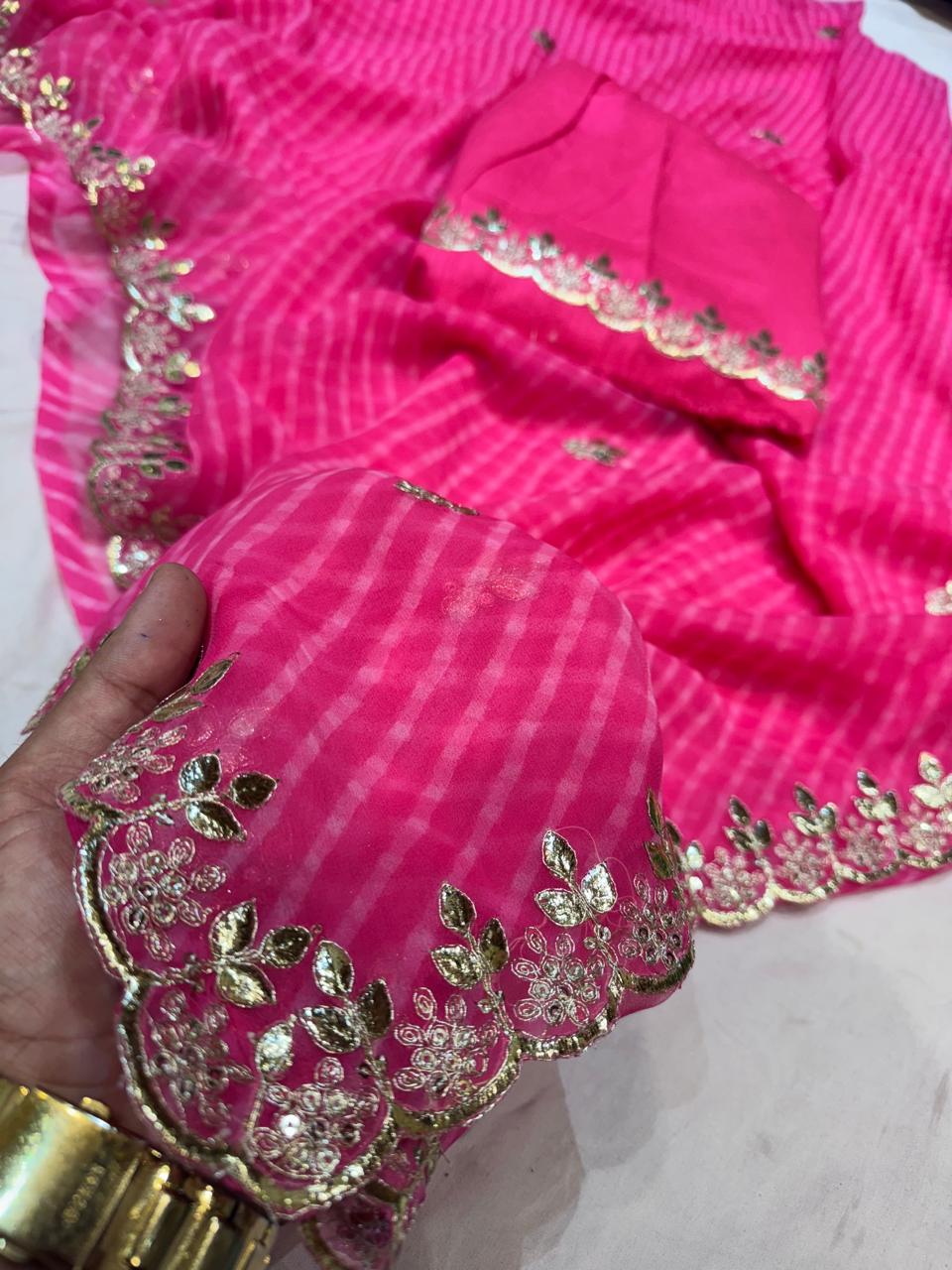 Bandhani Georgette Saree with Gotapatti or Pitta Work