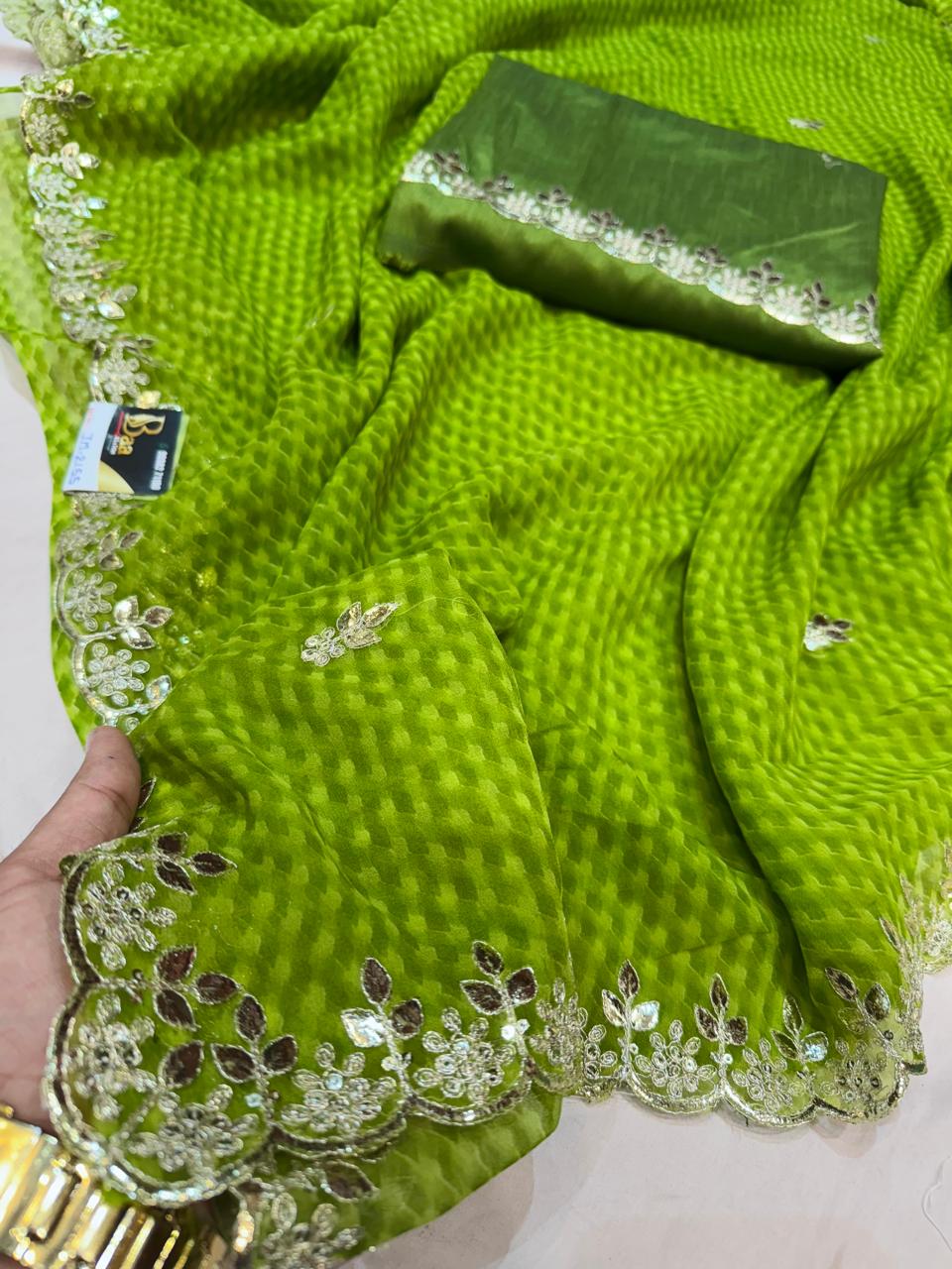 Bandhani Georgette Saree with Gotapatti or Pitta Work