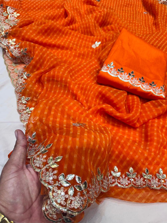 Bandhani Georgette Saree with Gotapatti or Pitta Work