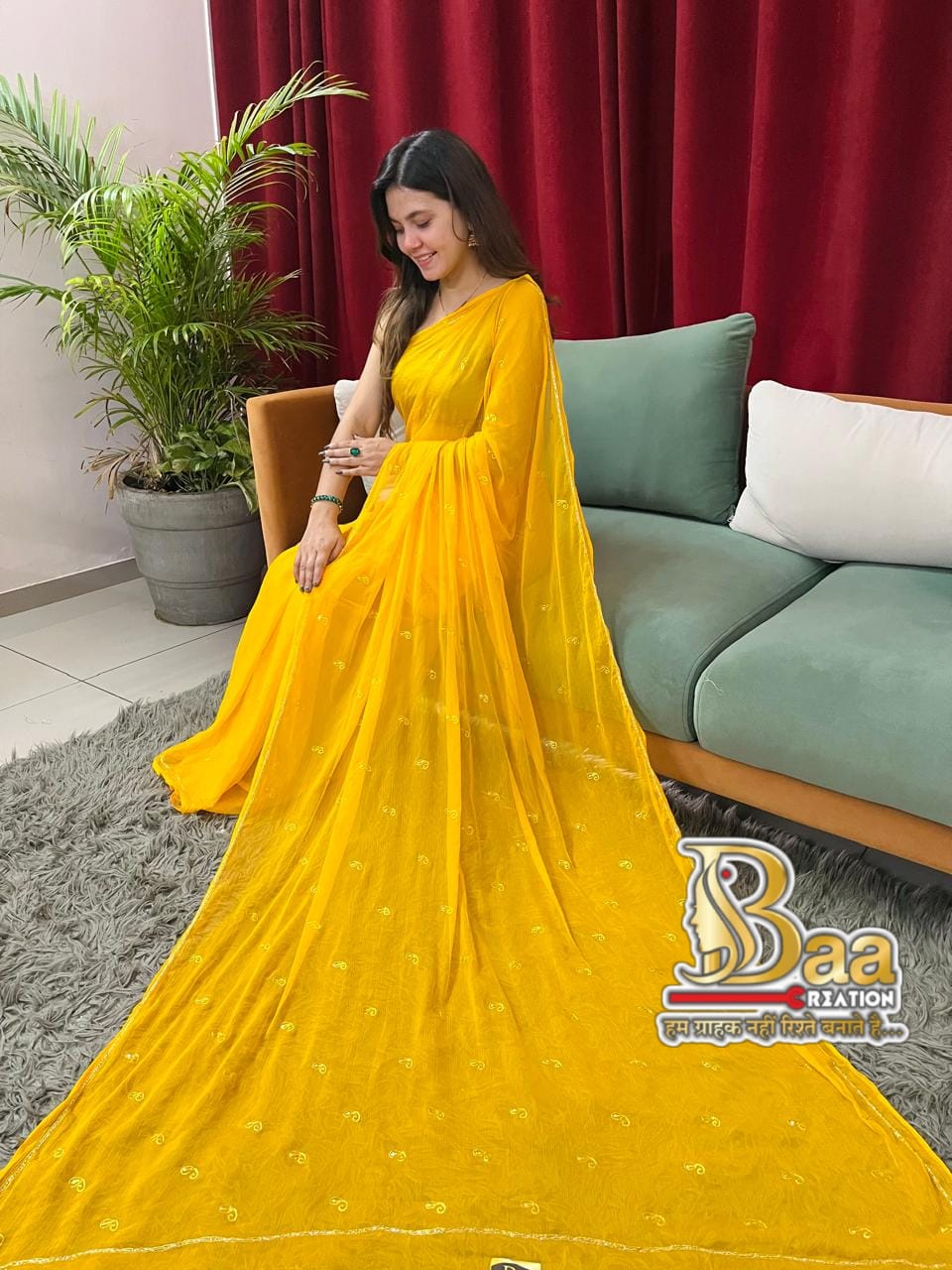 SEMI CHIFFON HAND KASAB WORK