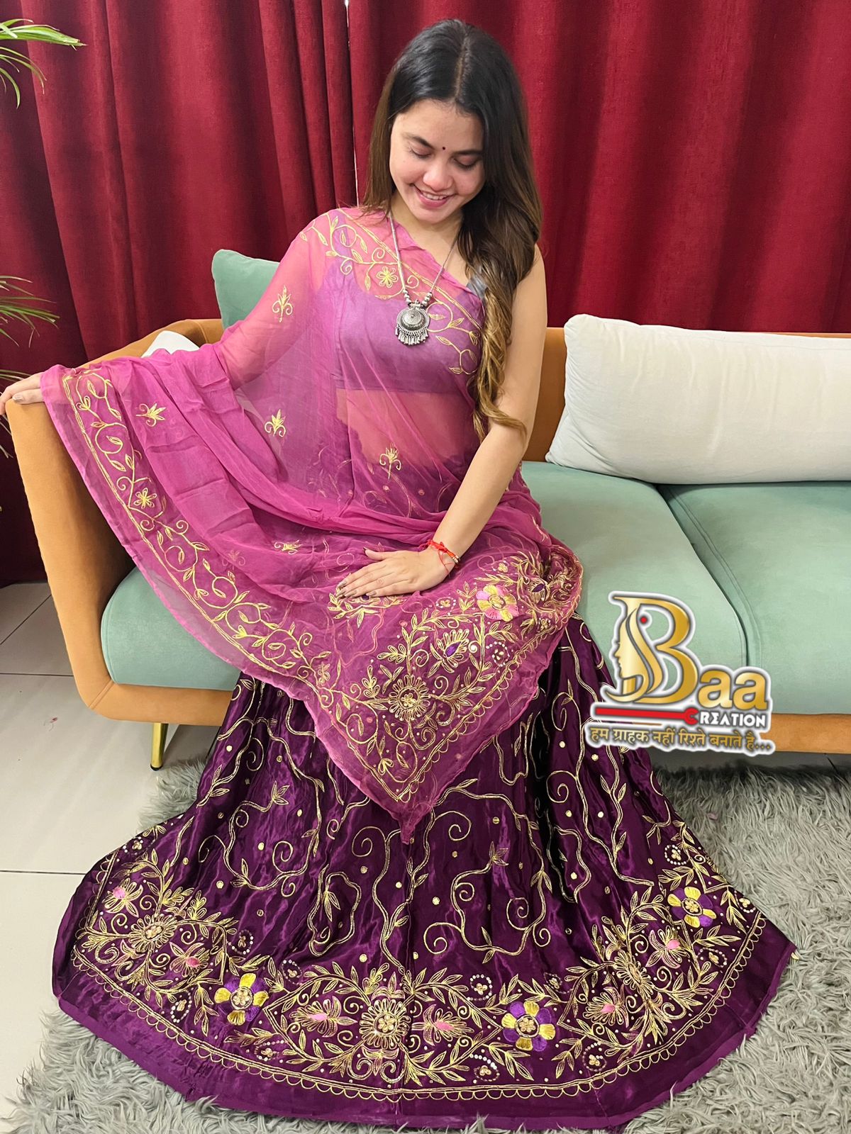 Gajji Silk Hand Work Chaniya Choli