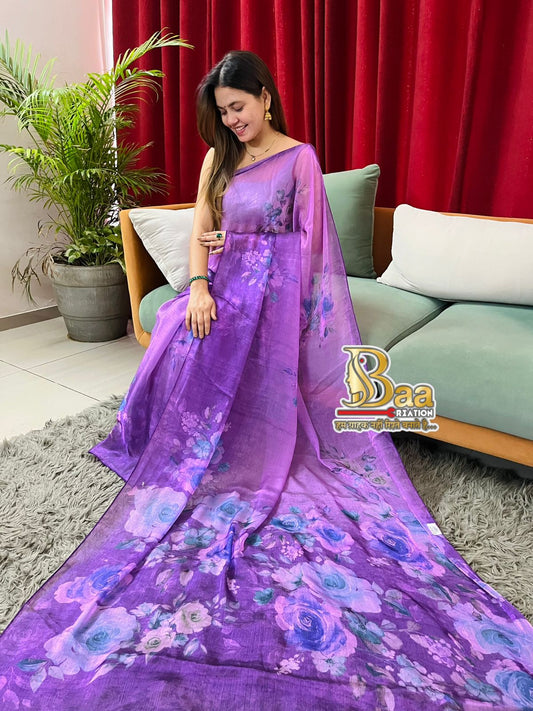 Tissue Digital Printed Saree