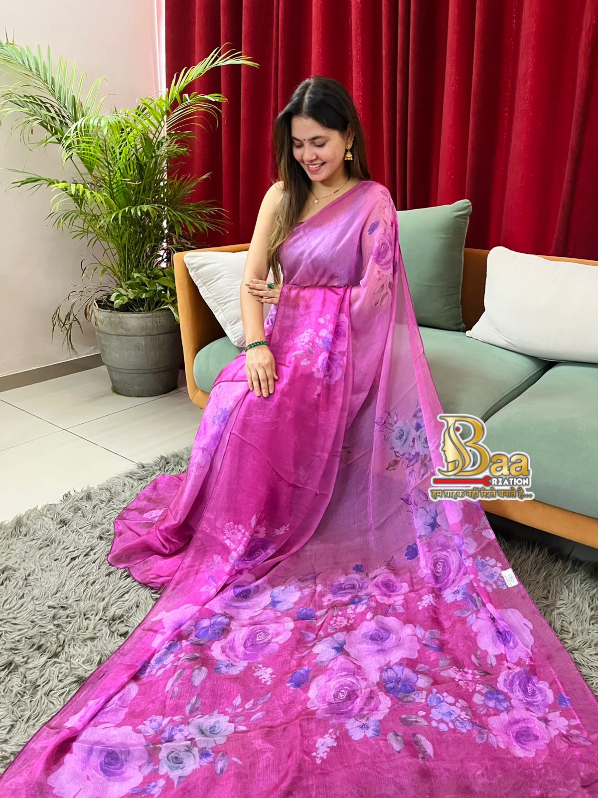 Tissue Digital Printed Saree