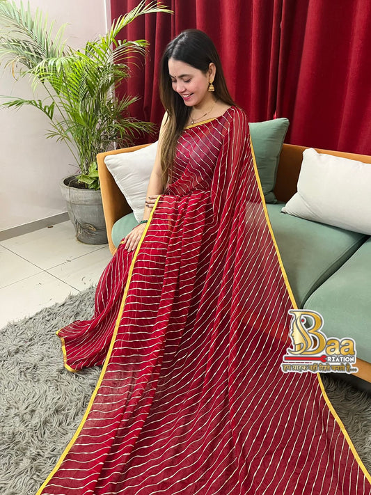 Soft touch heavy georgette laheriya with blouse