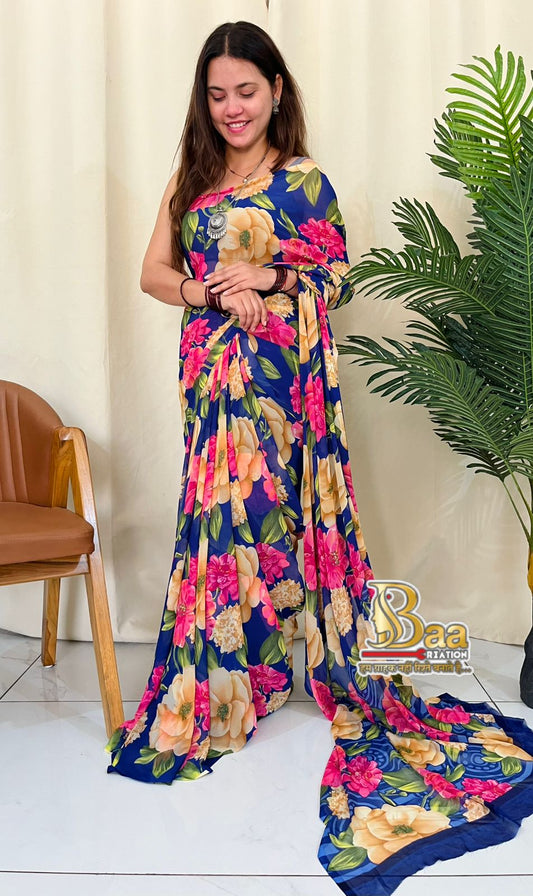 BEAUTIFUL FLORAL PRINT  DAILY WEAR SAREES